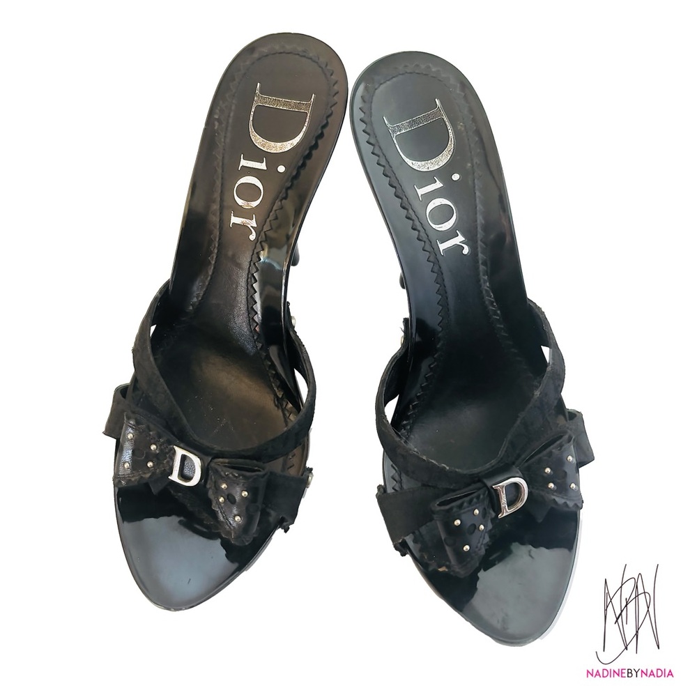 Dior Black Heels with Bow Accent